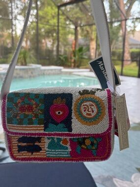 Embellished Beaded Crossbody Bag — Multicolor